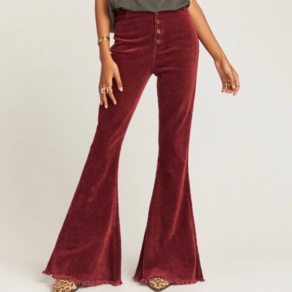 NWT corduroy maroon button up bells